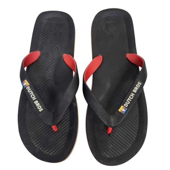 Dutch Bros Women's Black Flip Flops Size 10 - Picture 2 of 10